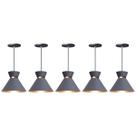 Kit 5 Pendente Lustre Luminária Berlin 15cm Cinza