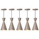 Kit 5 Pendente Lustre Luminária Mini Pequim 24cm Fendi
