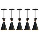 Kit 5 Pendente Lustre Luminária Mini Pequim 24cm Preto