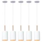 Kit 5 Pendente Lustre Luminária Veneza Branco