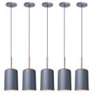 Kit 5 Pendente Lustre Luminária Veneza Cinza