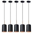 Kit 5 Pendente Lustre Luminária Veneza Preto