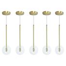 Kit 5 Pendente Lux Dourado Globo Vidro Cristal + Led Kit 5 Pendente Lux Dourado Globo Vidro Cristal + Led