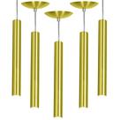Kit 5 Pendente Tubo Cilindro Alumínio Dourado 40Cm + Led 3k Kit 5 Pendente Tubo Cilindro Alumínio Dourado 40Cm + Led 3k