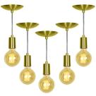 Kit 5 Pendente Tubo Cilindro Alumínio Dourado com Lampada