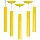 Kit 5 Pendente Tubo Cilindro amarelo 40Cm + Led 3k