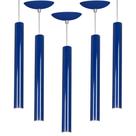 Kit 5 Pendente Tubo Cilindro Azul 40Cm + Led 3k