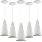 Kit 5 Pendentes Cone Lowcost Aluminio Decoracao Branco
