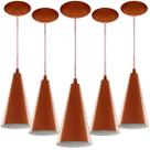 Kit 5 Pendentes Cone Lowcost Aluminio Decoracao Cobre