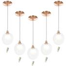 Kit 5 Pendentes Harmony Bolinha New Cobre + Lampada G9 3000k