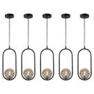 Kit 5 Pendentes Luminária Jabuticaba Globo preto/ambar INL79 Kit 5 Pendentes Luminária Jabuticaba Globo preto/ambar INL79