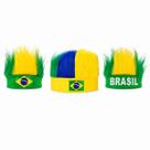 Kit 5 Perucas Brasil com Faixa Verde e Amarela para Torcida