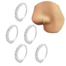 Kit 5 Piercing Argola Cravejada Nariz 7mm Prata 925