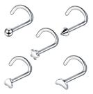 Kit 5 Piercing Nariz Nostril Atacado Coração Estrela Lua Bol