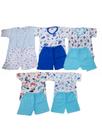 Kit 5 pijamas 100% algodão menino azul atacado