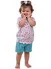 Kit 5 Pijamas Infantil Curto Unissex Estampado Manga Curta