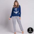Kit 5 Pijamas Longo Malha Pv Inverno Feminino Âncora