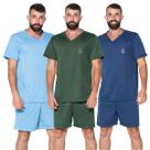 Kit 5 Pijamas Masculino Liso Curto Short e Camisa Verão