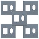 Kit 5 Placa 4x4 Cinza 1 Tomada hexagonal + 3 Teclas Pial
