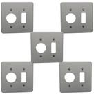 Kit 5 Placa Espelho 4x4 Cinza 1 Posto Redondo + 1 Tecla