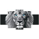 Kit 5 Placa Quadro Decorativo 3d Borda Infinita Leão Cinza