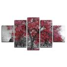Kit 5 Placa Quadro Decorativo árvore Cor 3d Borda Infinita Titulos Vinho