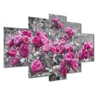 Kit 5 Placa Quadro Decorativo Quarto Sala Flores Vermelha