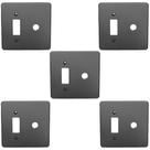 Kit 5 Placas 4x4 1 Tecla + Saída de Fio Cinza Pial 8581