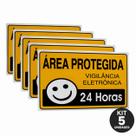 Kit 5 Placas Área Protegida Vigilância 24 Horas Residência