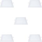 Kit 5 plafon de led quadrado embutir 18w 4000k branco neutro biv galaxy