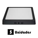 Kit 5 Plafon Led Sobrepor Quadrado Preto 3000k 18w 22x22 Kit 5 Plafon Led Sobrepor Quadrado Preto 3000k 18w 22x22