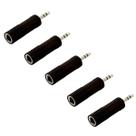 Kit 5 Plug Adaptador P10 Fêmea Stereo P/ P2 Macho Stereo ABS