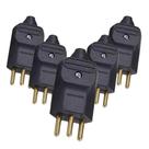 Kit 5 Plug Macho 3 Pinos 20a 2p+t Cabos Preto Margirius