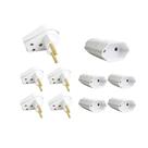 Kit 5 Plug Macho Gigante 2 Pinos 2P+Tomada Fêmea 20A Branca - Ilumi