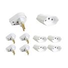 Kit 5 Plug Macho Gigante 3 Pinos + Tomada Fêmea 10A Branca - Ilumi