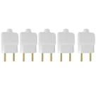 Kit 5 Plug Tomada Pino Macho Prensa Cabo 2P Branco 10A 250V