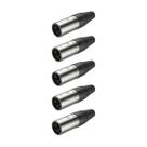 Kit 5 Plug XLR Macho Metal Profissional 3 Vias Roxtone