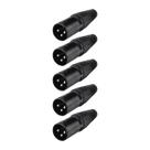 Kit 5 Plug XLR Macho Metal Profissional Preto MXT