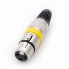 Kit 5 Plugs XLR Cannon Fêmea Profissional Amarelo