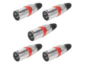 Kit 5 Plugs XLR Cannon Macho Profissional Vermelho Kit 5 Plugs XLR Cannon Macho Profissional Vermelho