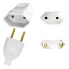 Kit 5 Plugue Pino Macho 10a 2p 5 Tomada Fêmea 10a Branco Flp