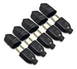 Kit 5 Plugue Pino Macho 10a 2p + 5 Tomada Fêmea 10a Preto