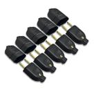 Kit 5 Plugue Pino Macho 10a 2p + 5 Tomadas Fêmea 10a Preto