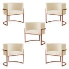Kit 5 Poltronas Decorativa Luana Base Bronze Veludo Bege - Montanaris Decor Kit 5 Poltronas Decorativa Luana Base Bronze Veludo Bege - Montanaris Decor