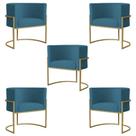 Kit 5 Poltronas Decorativa Sala de Estar Luana Base Gold Suede Azul - Montanaris Decor Kit 5 Poltronas Decorativa Sala de Estar Luana Base Gold Suede Azul - Montanaris Decor