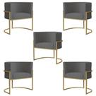 Kit 5 Poltronas Decorativa Sala de Estar Luana Base Gold Suede Cinza - Montanaris Decor Kit 5 Poltronas Decorativa Sala de Estar Luana Base Gold Suede Cinza - Montanaris Decor