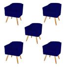 Kit 5 Poltronas Decorativas San Diego Sala de Estar Tecido Veludo Azul Marinho Kimi Design