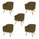 Kit 5 Poltronas Decorativas San Diego Sala de Estar Tecido Veludo Capuccino Kimi Design