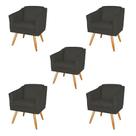 Kit 5 Poltronas Decorativas San Diego Sala de Estar Tecido Veludo Grafite Kimi Design