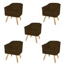 Kit 5 Poltronas Decorativas San Diego Sala de Estar Tecido Veludo Marrom Kimi Design